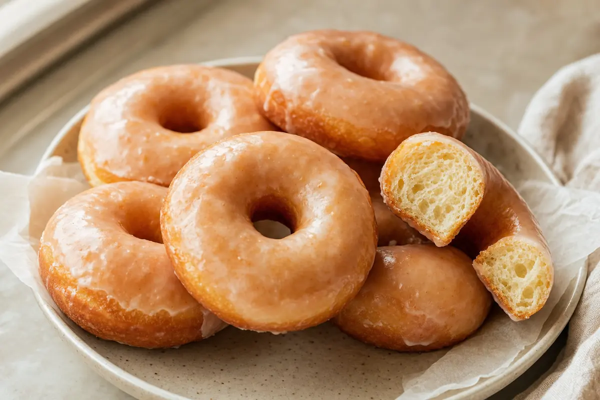 Easy Glazed Doughnuts finished and ready to serve