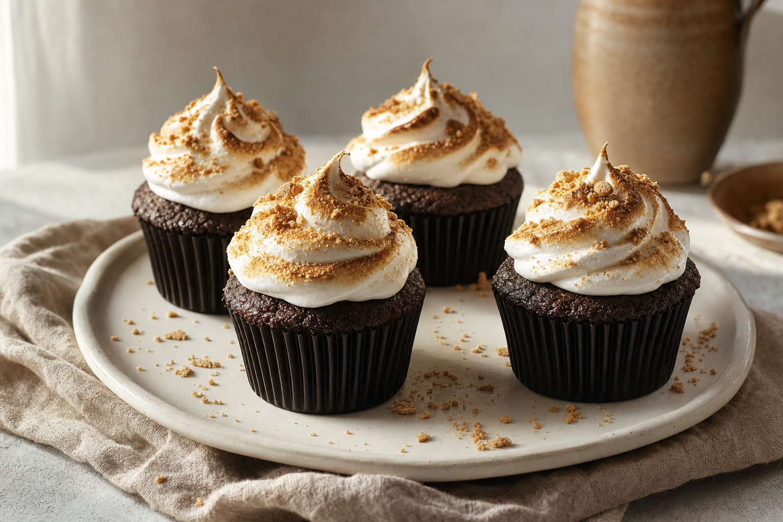 S’mores Cupcakes finished and ready to serve