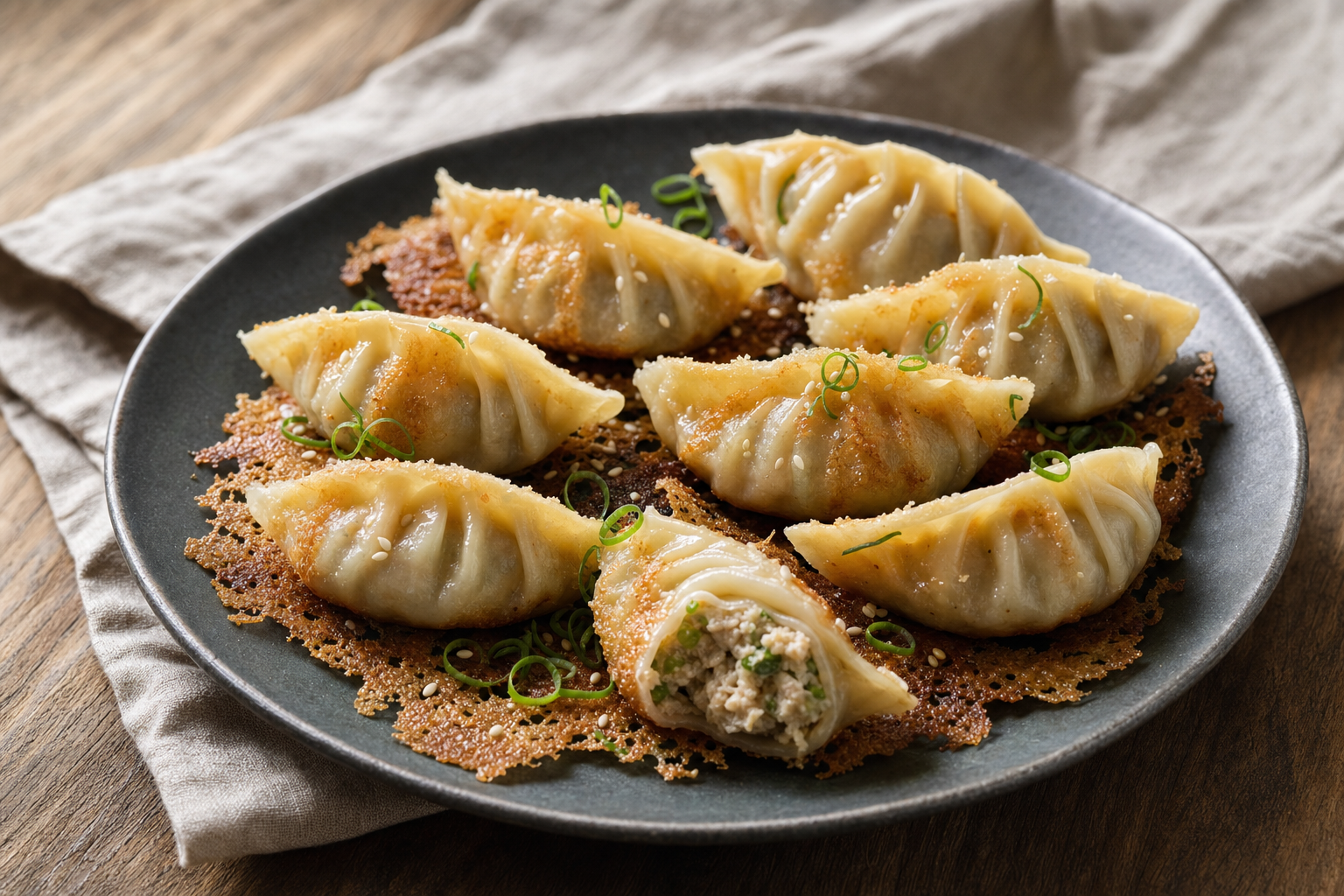 Turkey, Ginger and Scallion Dumplings finished and ready to serve