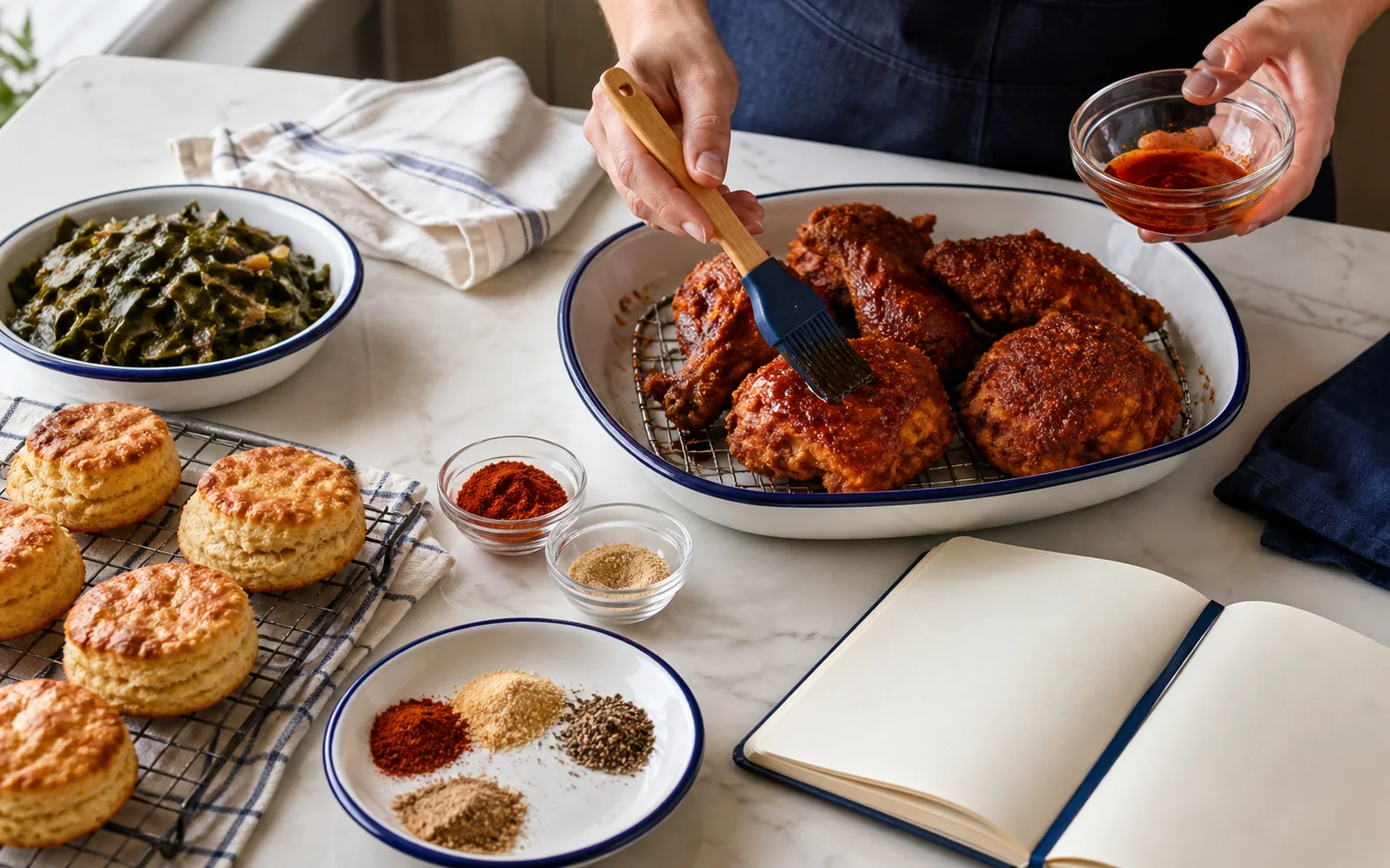 A home cook preparing a Nashville-inspired meal