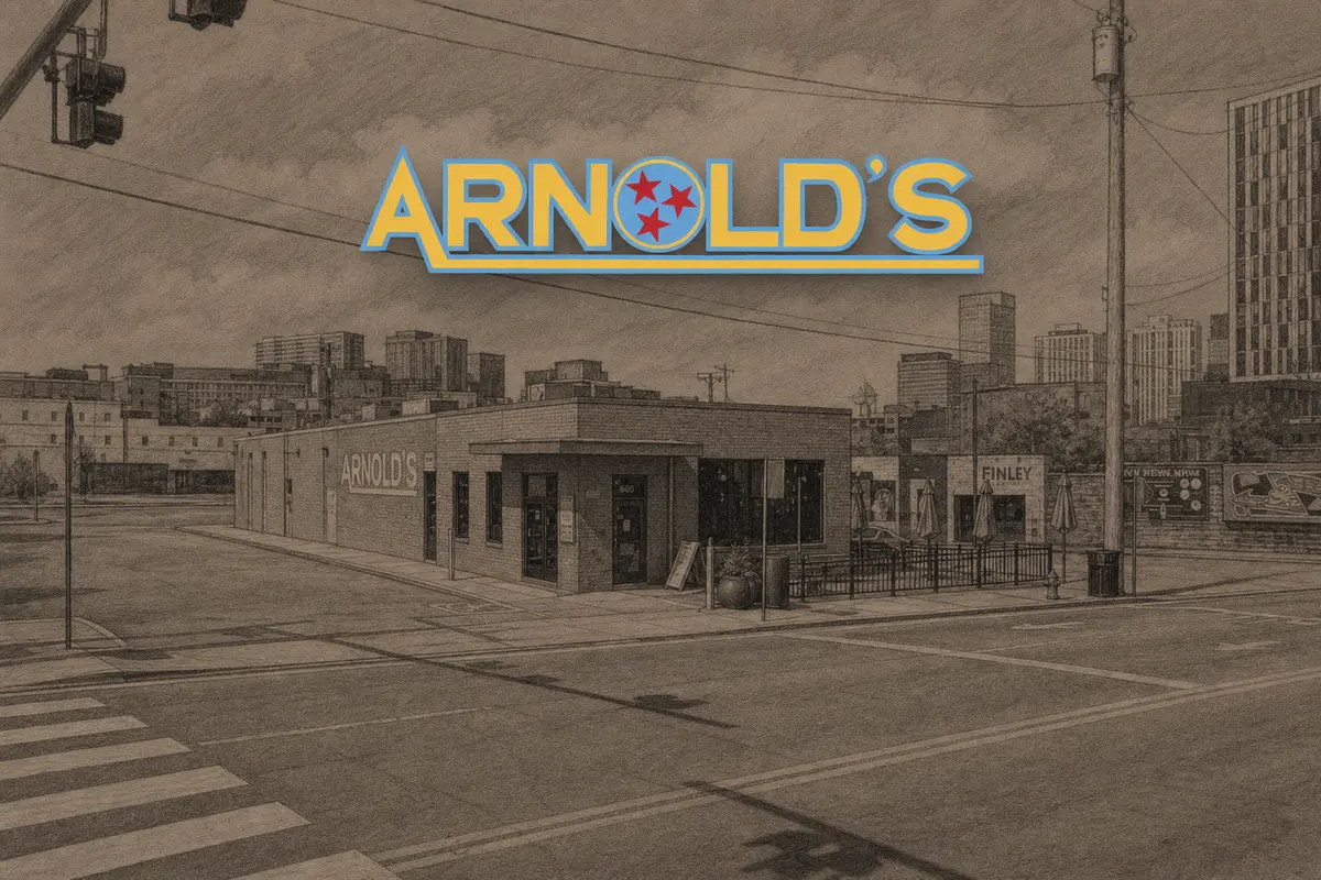 Illustrated exterior of Arnold’s Country Kitchen in Nashville