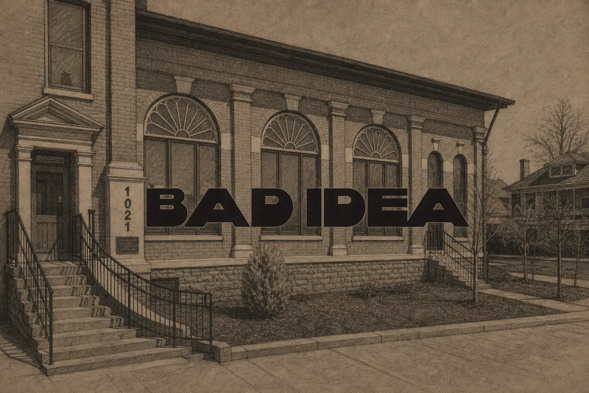Illustrated exterior of Bad Idea in Nashville