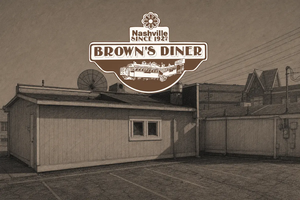 Illustrated exterior of Brown’s Diner in Nashville