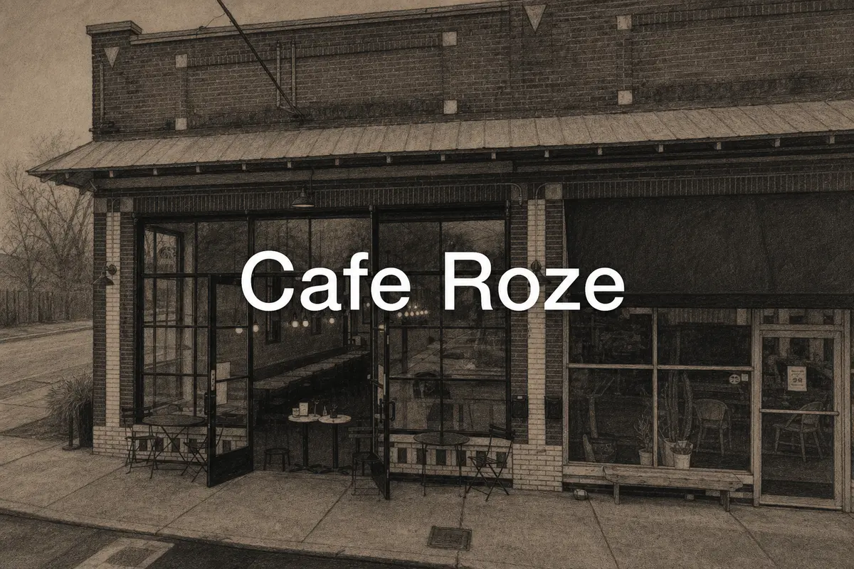 Illustrated exterior of Cafe Roze in Nashville