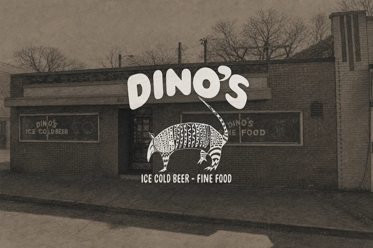 Illustrated exterior of Dino’s in Nashville