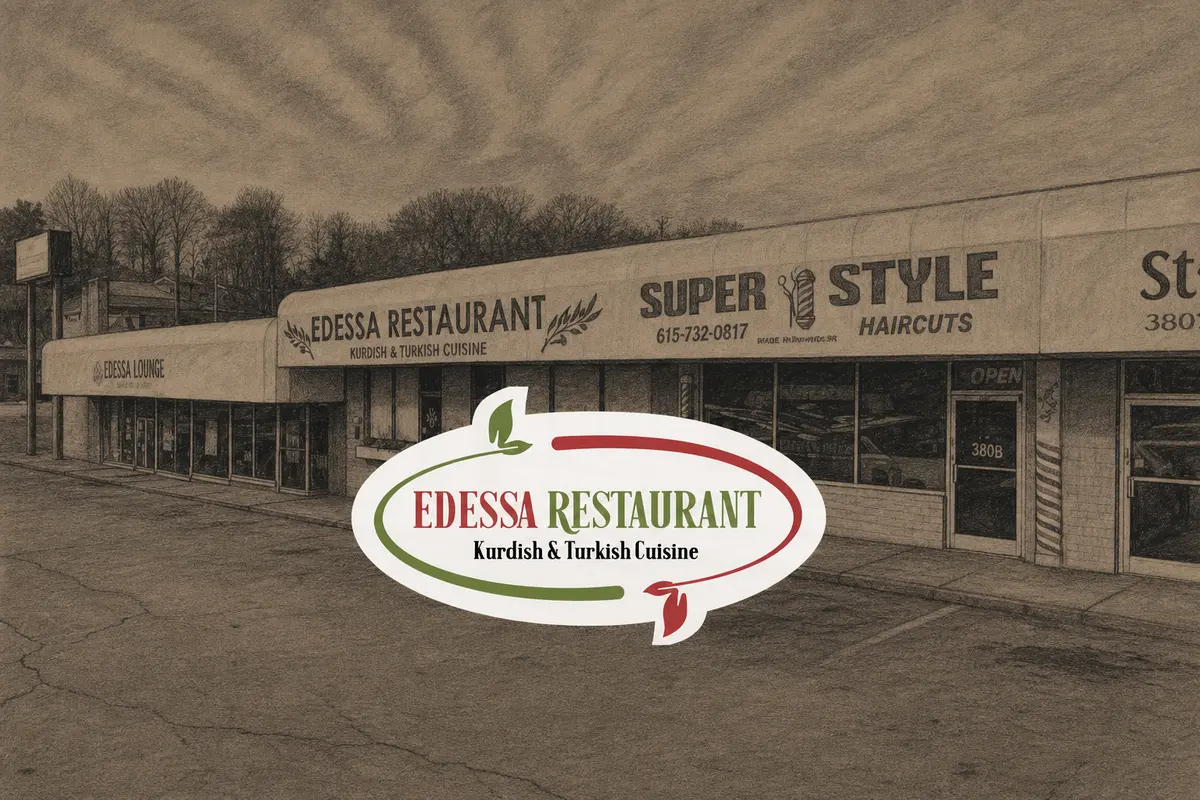 Illustrated exterior of Edessa Restaurant in Nashville