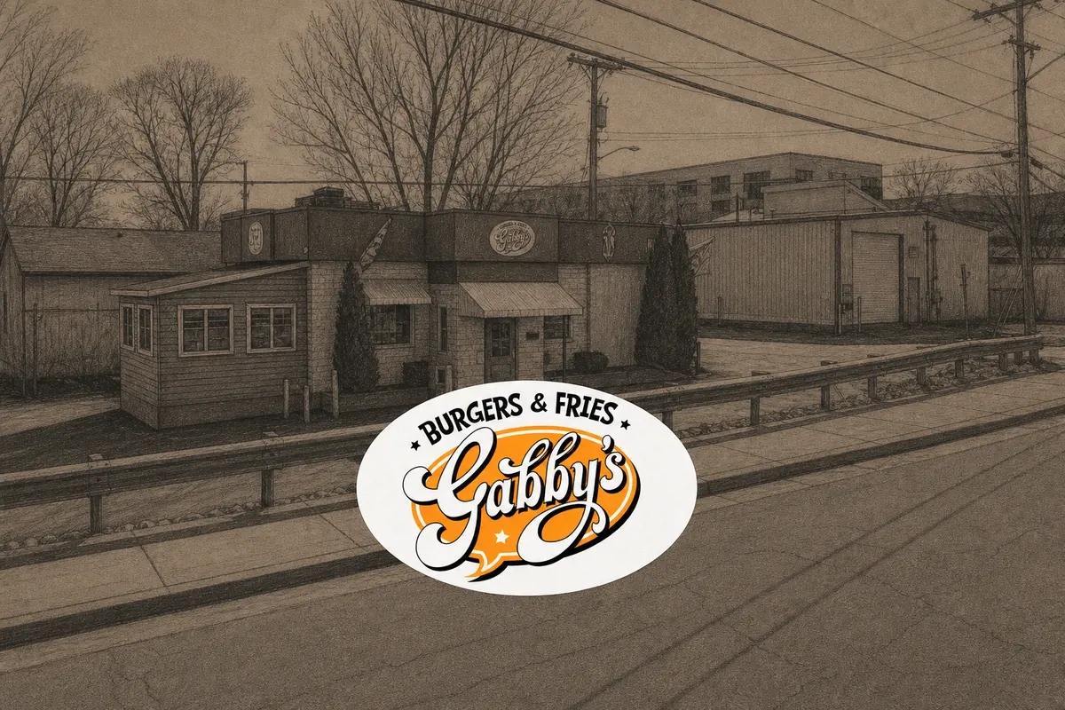 Illustrated exterior of Gabby’s Burgers & Fries in Nashville