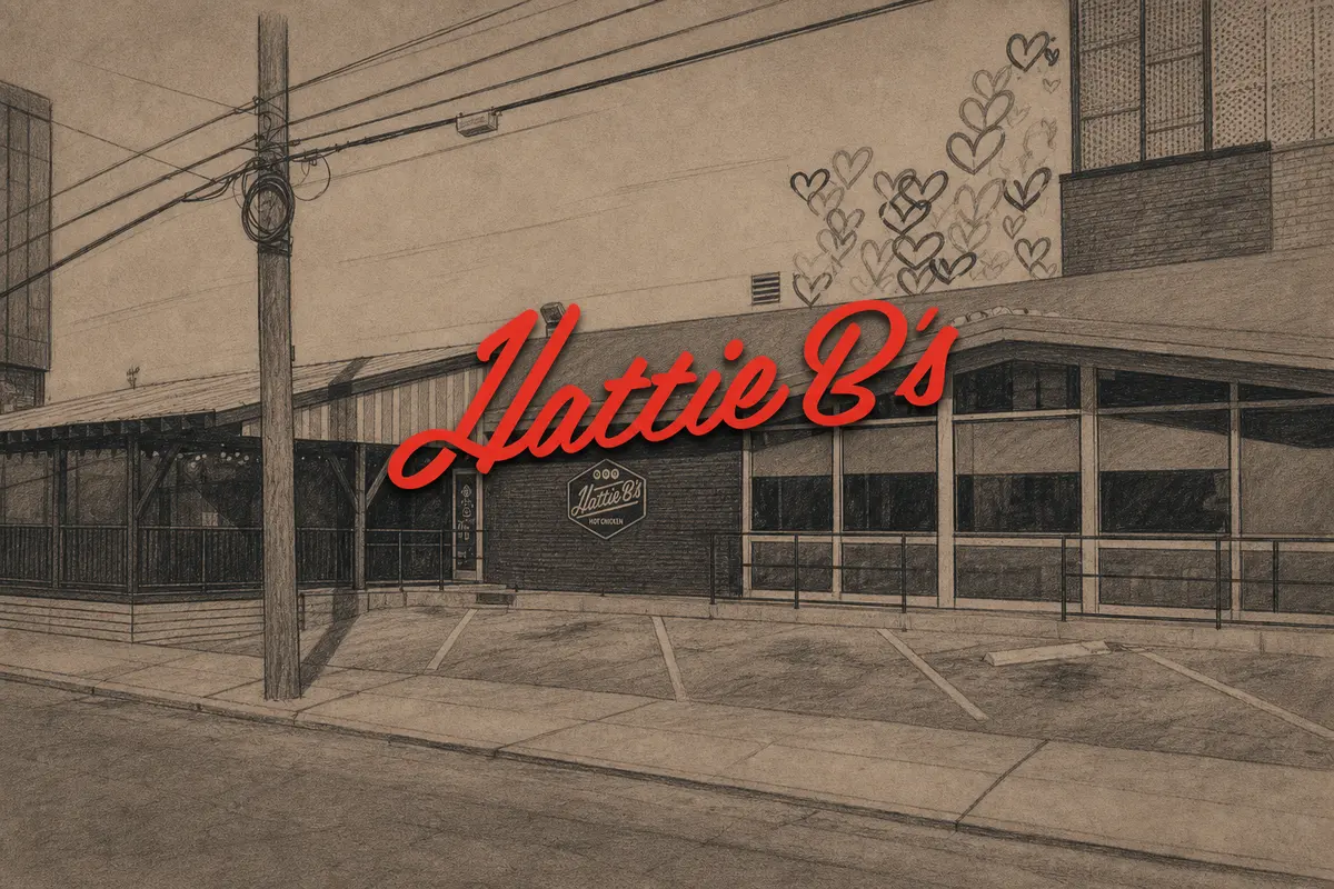 Illustrated exterior of Hattie B’s Hot Chicken — Midtown in Nashville