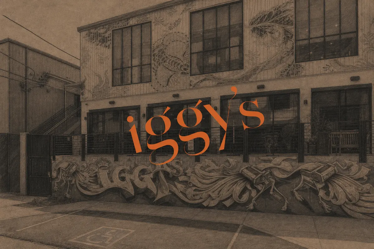 Illustrated exterior of Iggy’s in Nashville