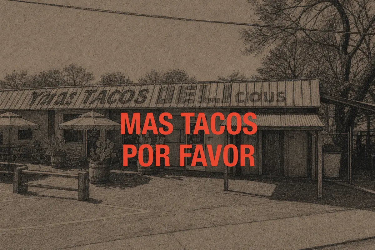 Illustrated exterior of Mas Tacos Por Favor in Nashville