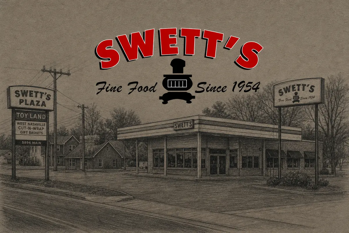 Illustrated exterior of Swett’s in Nashville